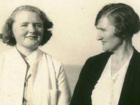 Emily Fail (born 1887) with daughter Martha G Fail, known as Pat, (born 1919), taken c1938 at Newbiggin on Sea, Northumberland.